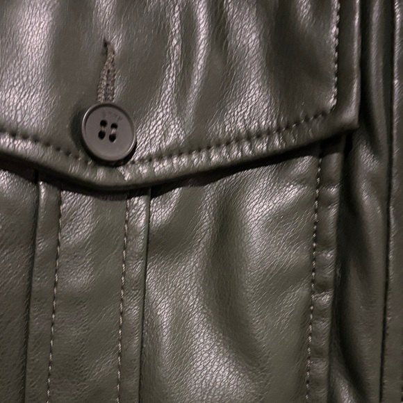 DKNY Women's Dark Green Leather Jacket - Picture 2 of 6